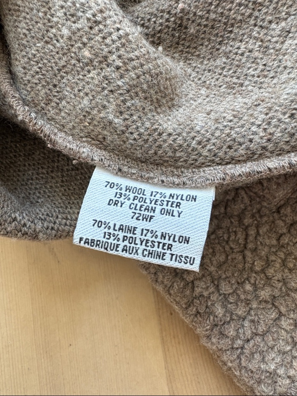 Eileen Fisher Lightweight Wool Blend Tan Zip Front Teddy Jacket - Medium - Picture 5 of 8